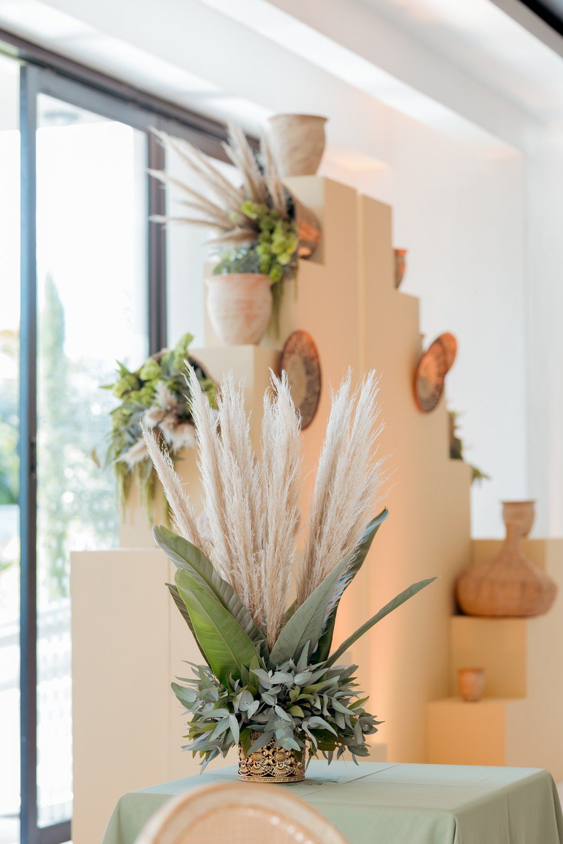 Pampas, terracotta and greenery styled for a lobola celebration